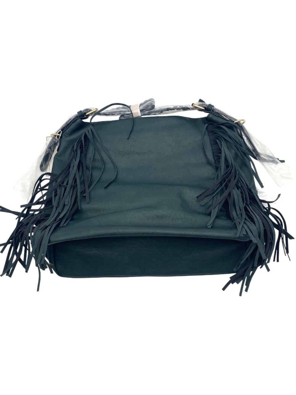 NWT Jen & Co Vegan Leather Sav Fringe Hobo Handbag Purse Dark Green